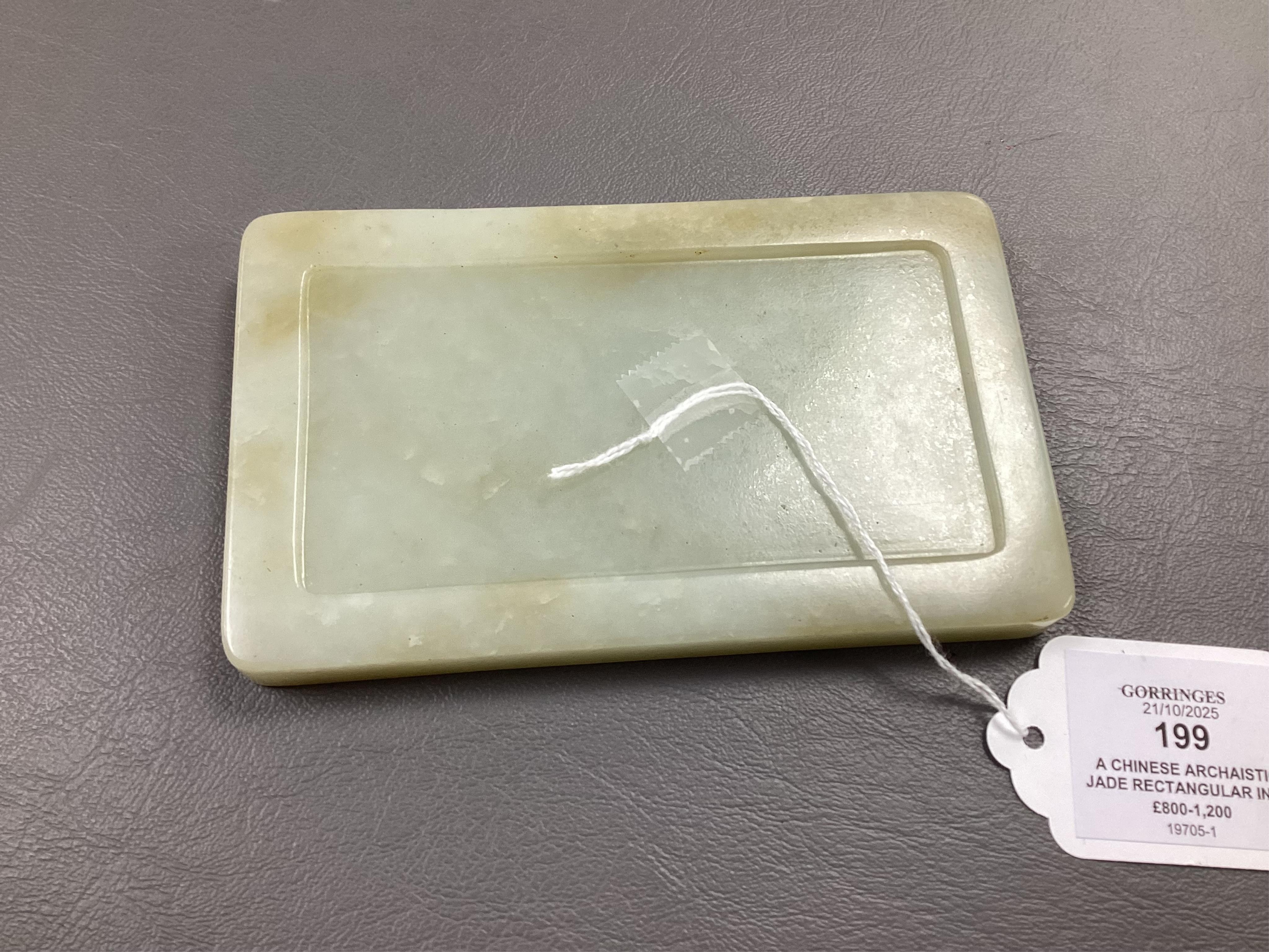 A Chinese archaistic jade rectangular ink-stone